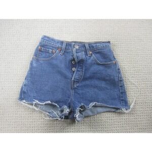 Levi's 501 Shorts Womens 25 Ribcage Distressed Denim Cut Off‎ 5-Button Fly Jean